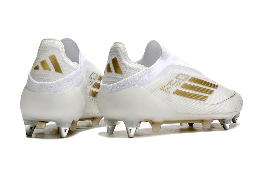 Chuteira Adidas F50 X Laceless Campo SG - Branco/Dourado