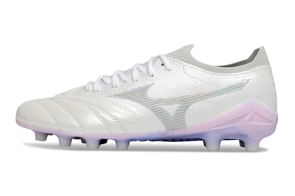 Chuteira Mizuno Morelia Neo 4 Campo - Branco/Rosa
