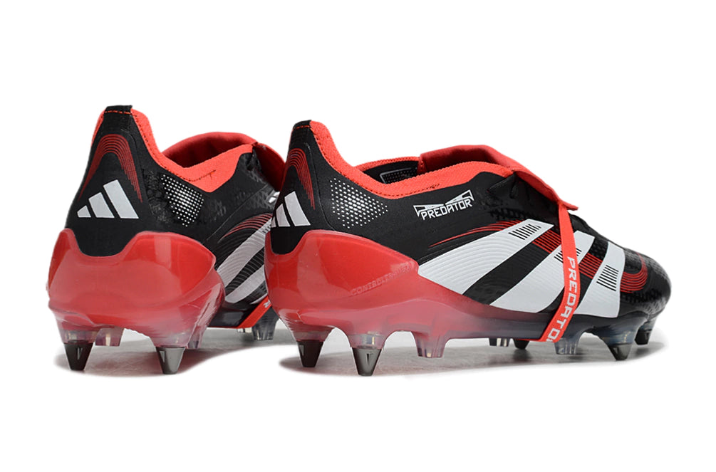 Chuteira Adidas Predator 25 Elite Tongue SG - Preto/Vermelho/Branco