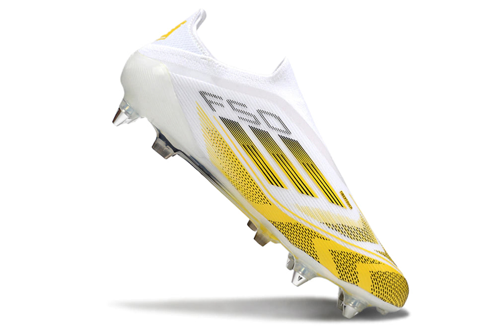 Chuteira Adidas F50 X Laceless Campo SG - Brnaco/Amarelo