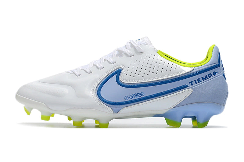 Chuteira Tiempo Legend 9 Elite FG - Branco/Azul/Verde