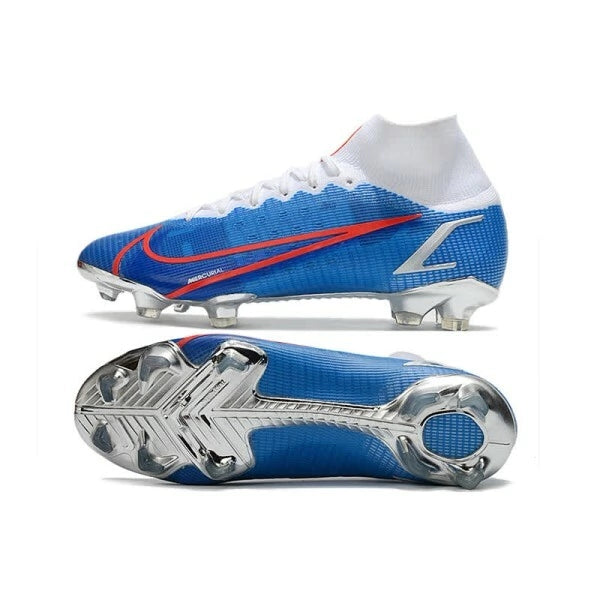 Chuteira Nike Mercurial Superfly 8 Elite Campo FG - Azul/Branco/Vermelho