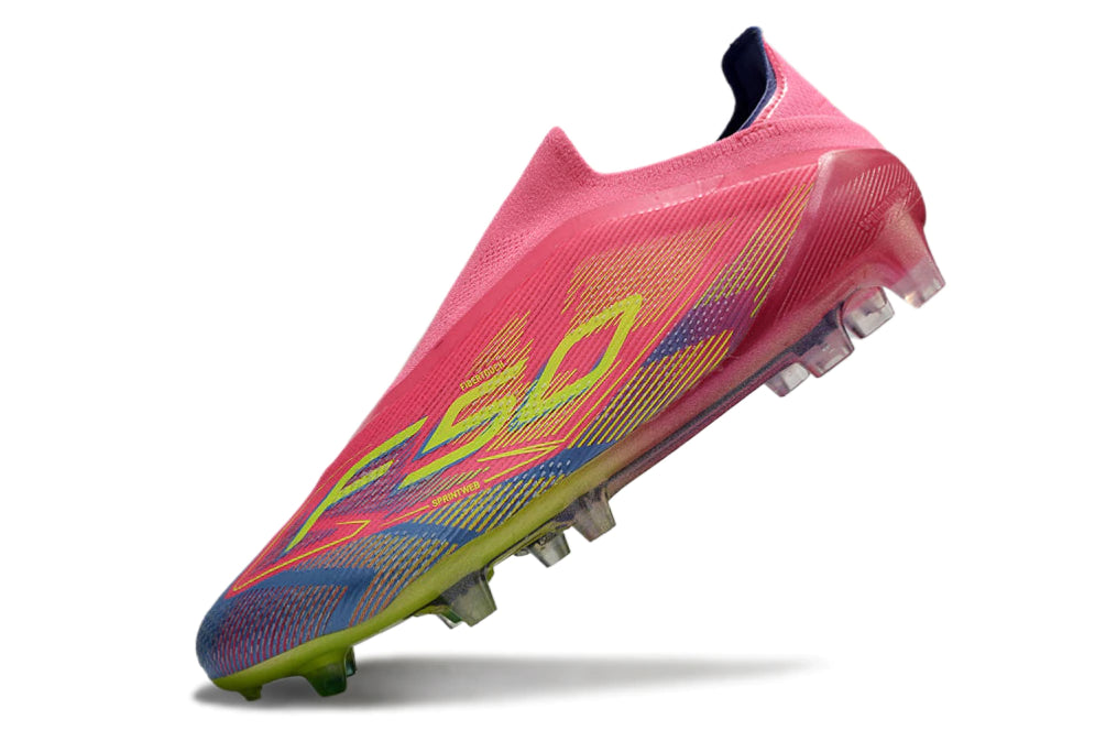 Chuteira Adidas F50 X Laceless Campo - Rosa/Verde/Azul
