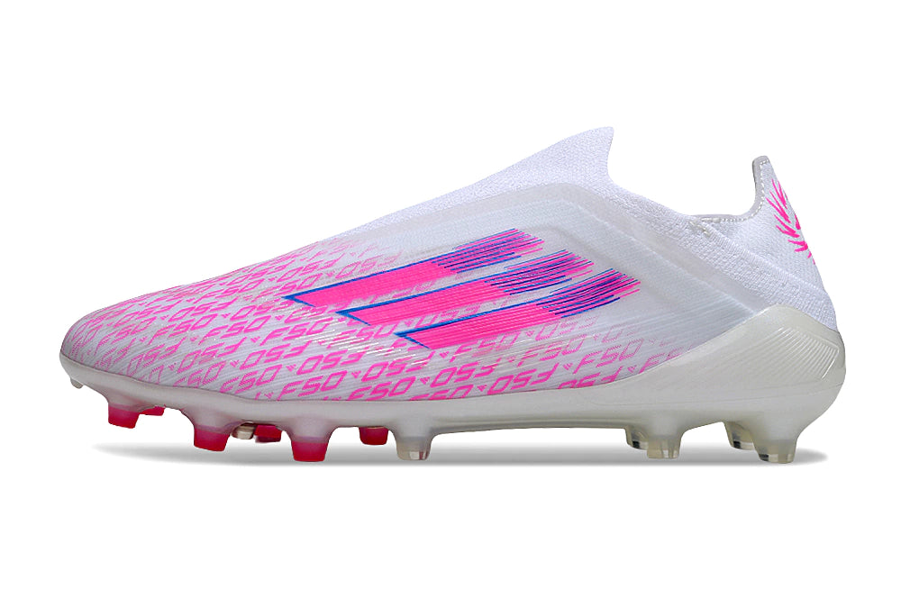 Chuteira Adidas F50 X Laceless Campo - Branco/Rosa