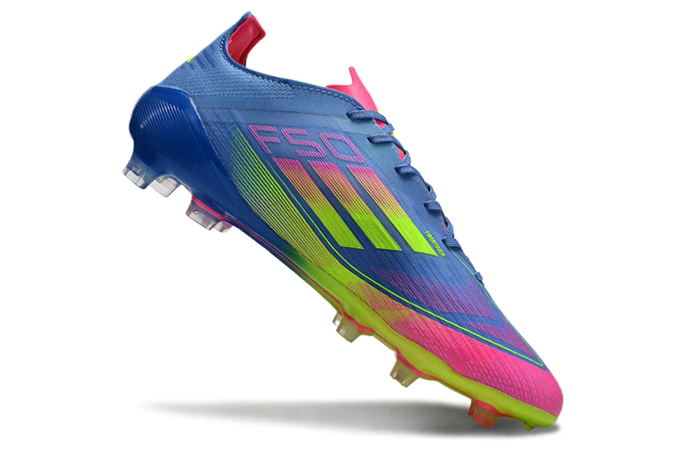 Chuteira Adidas F50 X Campo - Azul/Verde/Rosa
