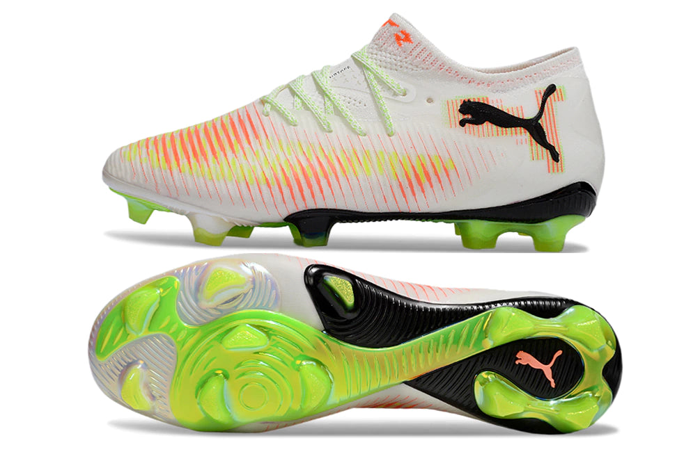 Chuteira Puma Future 8 Ultimate Low Campo FG - Branco/Laranja