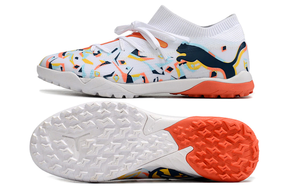 Chuteira Puma Future Match Society TF - Branco/Laranja