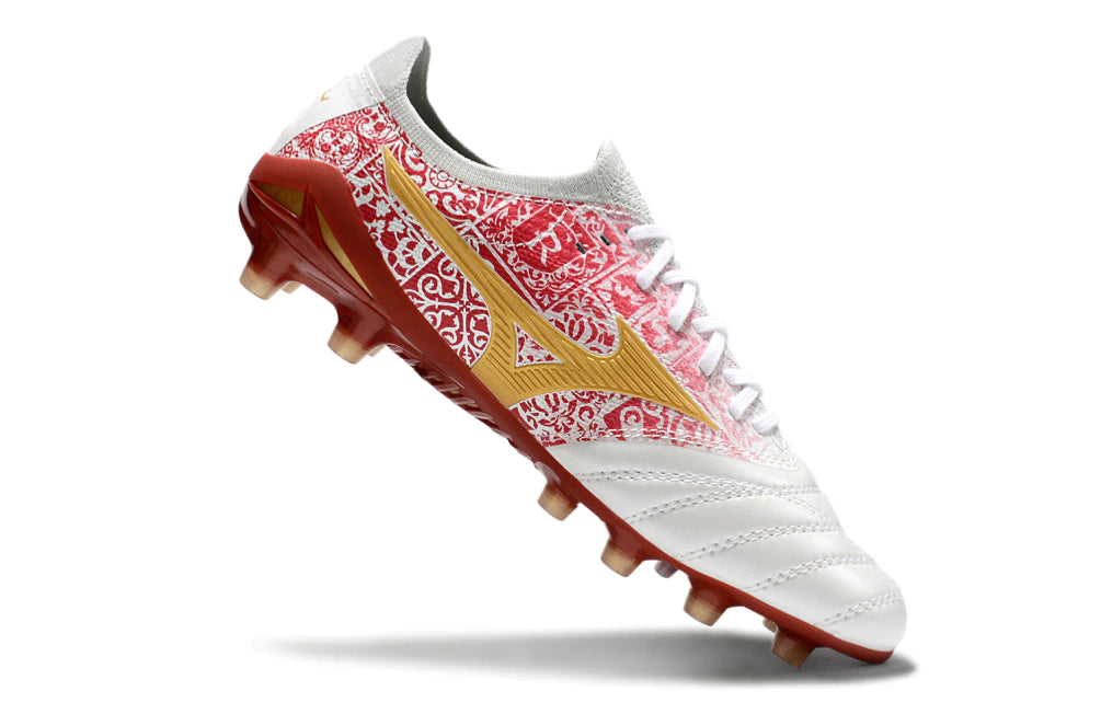 Chuteira Mizuno Morelia Neo 4 Campo - Branco/Vermelho