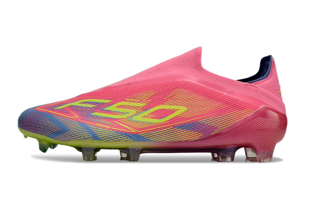 Chuteira Adidas F50 X Laceless Campo - Rosa/Verde/Azul