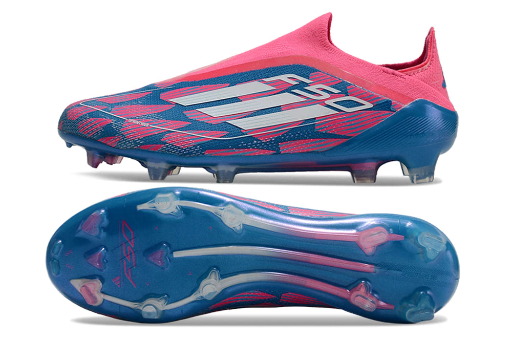 Chuteira Adidas F50 X Laceless Campo - Azul/Rosa