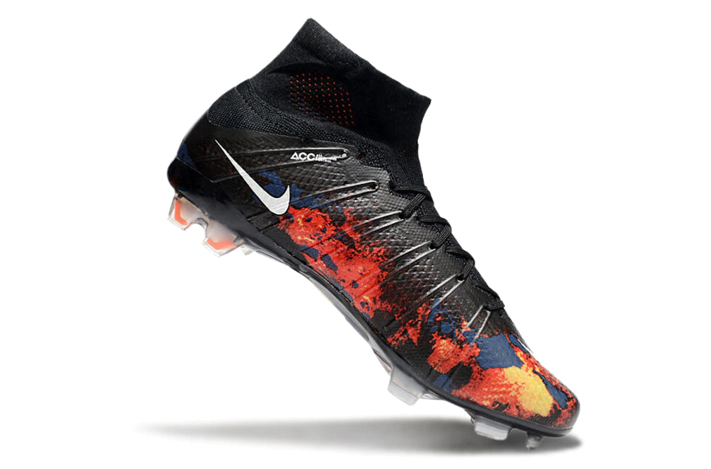 Chuteira Nike Mercurial Superfly 4 Elite Campo - Preto/Azul/Laranja