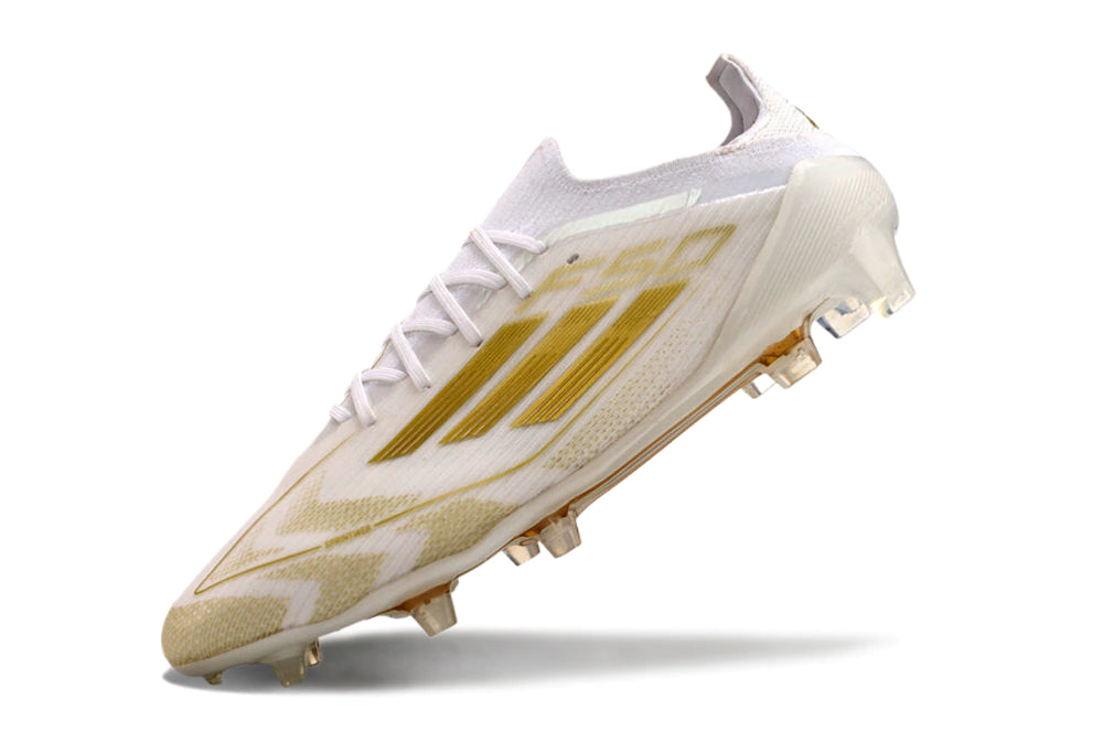 Chuteira Adidas F50 X Campo - Branco/Dourado