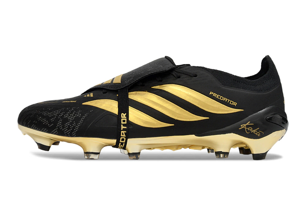 Chuteira Adidas Predator Tongue 26 Elite FG - Preto/Dourado