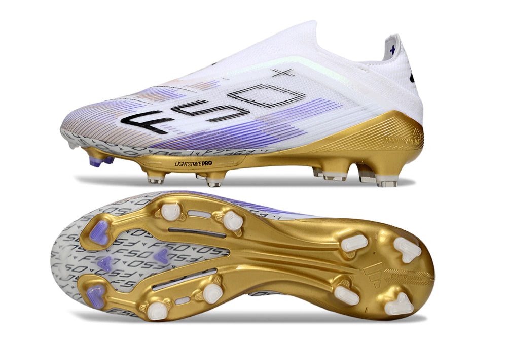 Chuteira Adidas F50+ Elite Campo - Branco/Dourado