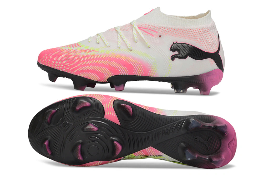 Chuteira Puma Future 8 Ultimate Low Campo FG - Branco/Rosa