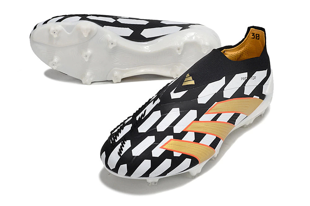 Chuteira Adidas Predstrike Elite Laceless Campo - Branco/Amarelo/Preto