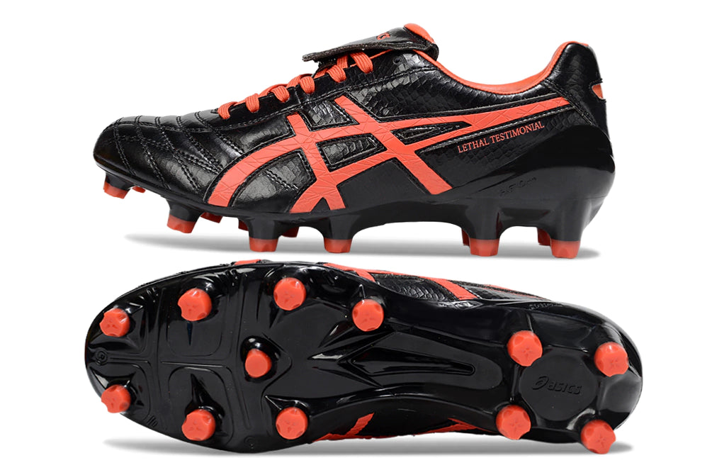 Chuteira Campo Asics Lethal Testimonial 4 IT - Preto/Vermelho