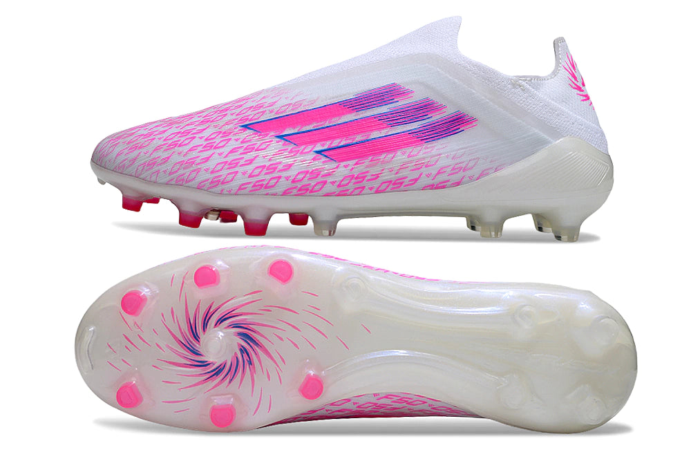 Chuteira Adidas F50 X Laceless Campo - Branco/Rosa