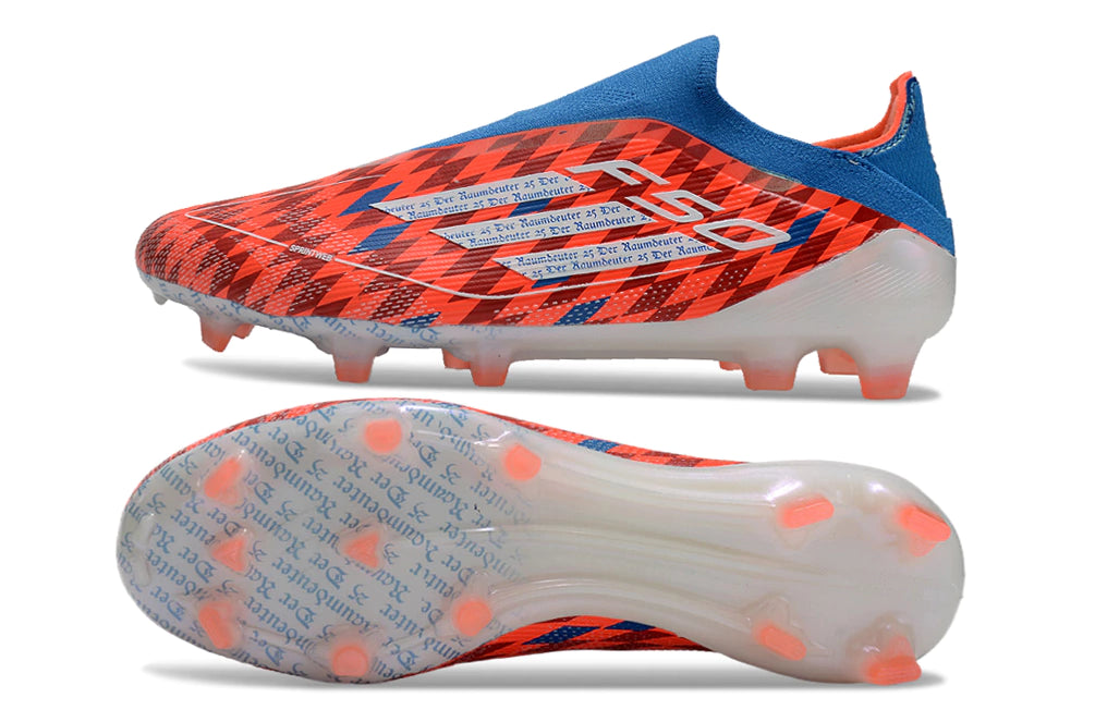 Chuteira Adidas F50 X Laceless Campo - Vermelho/Azul/Branco