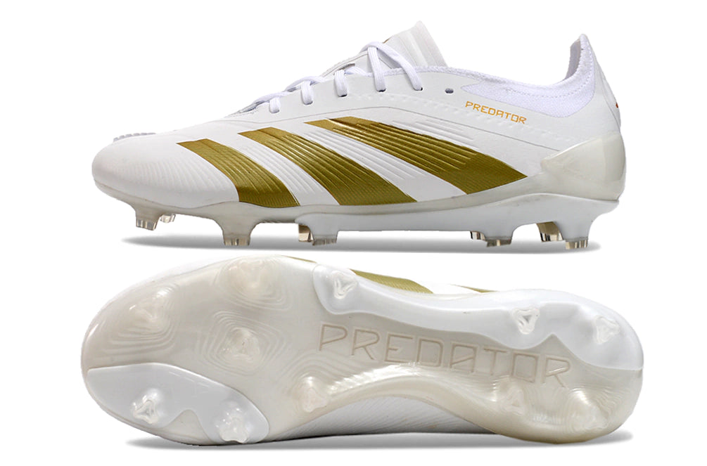 Chuteira Adidas Predator Elite Campo FG - Branco/Dourado
