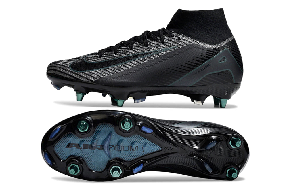 Chuteira Nike Air Zoom Mercurial Superfly 10 Elite SG - Preto/Azul/Branco