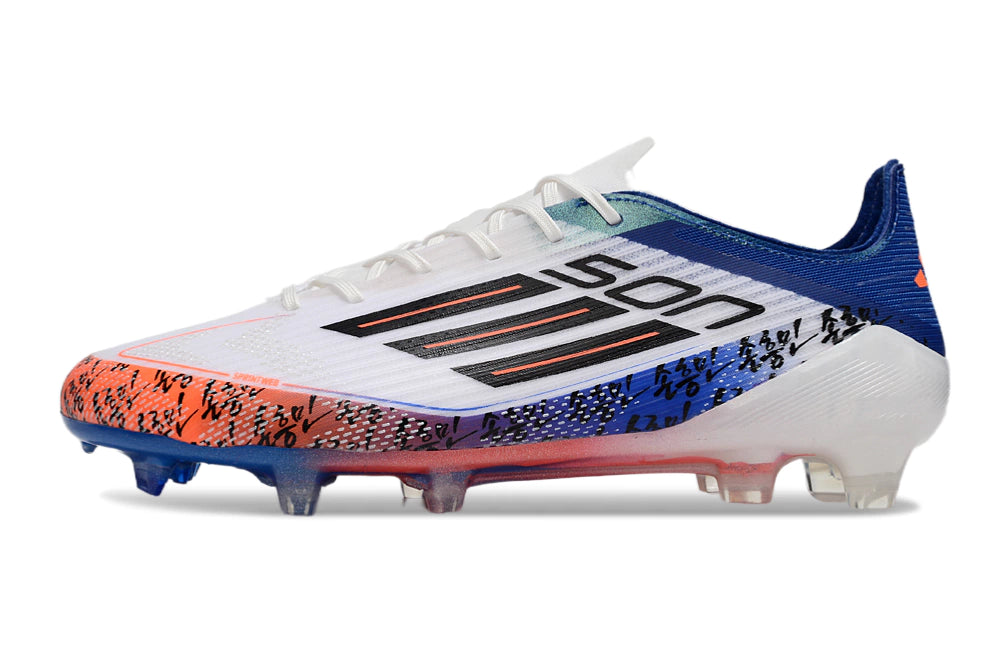 Chuteira Adidas F50 X Campo - Branco/Azul/Laranja