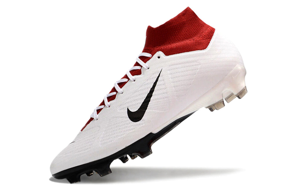 Chuteira Nike Air Zoom Mercurial Superfly 9 Elite FG - Branco/Preto/Vermelho
