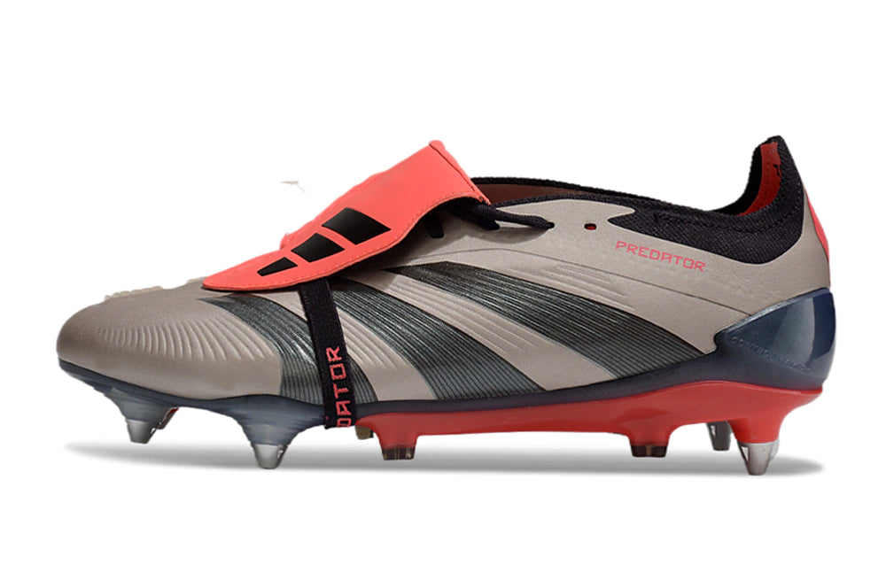 Chuteira Adidas Predator Elite Tongue SG - Marrom/Preto/Vermelho