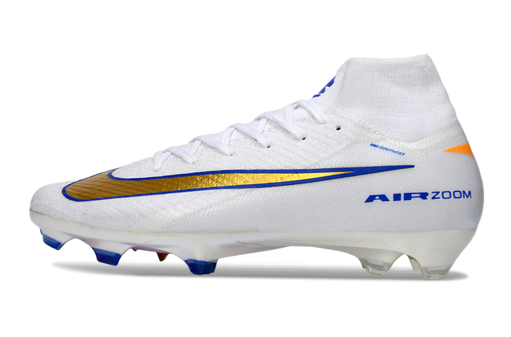 Chuteira Nike Air Zoom Mercurial Superfly 10 Elite Campo - Branco/Azul