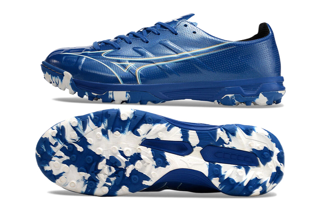 Chuteira Mizuno Alpha Made in Japan Society - Azul/Branco