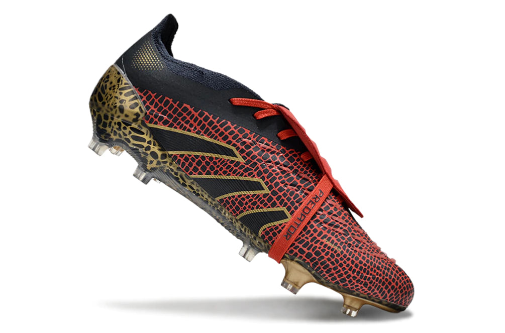 Chuteira Adidas Predator Elite Campo FG - Preto/Vermelho/Dourado