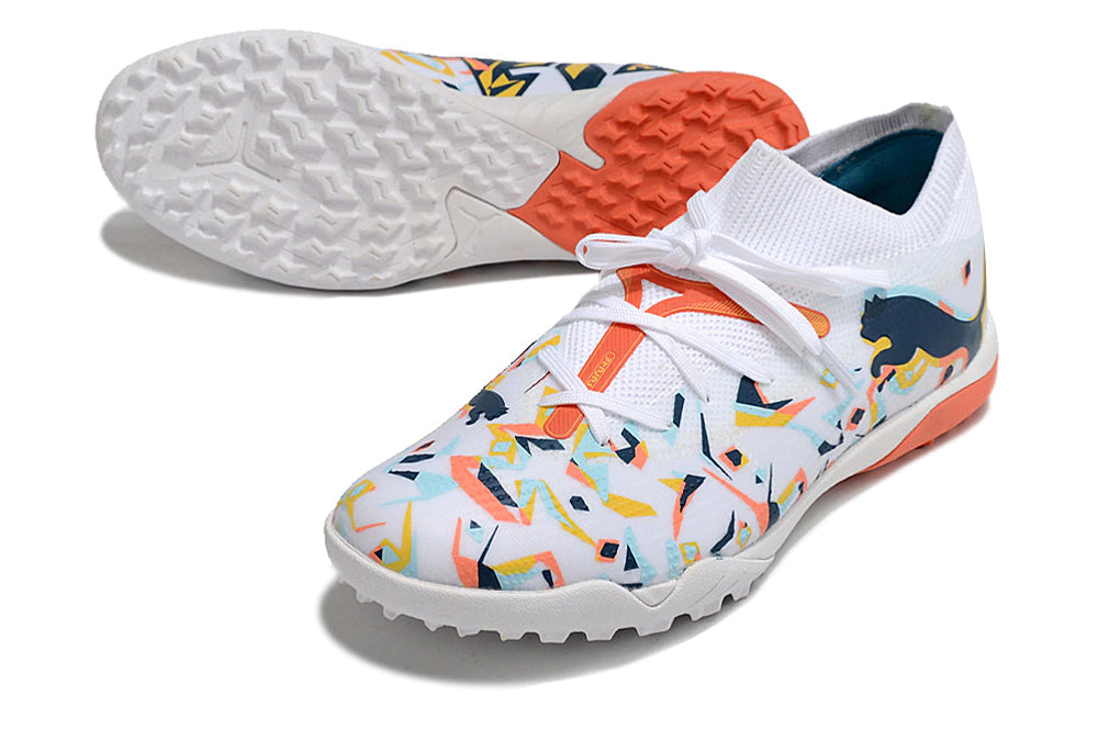 Chuteira Puma Future Match Society TF - Branco/Laranja