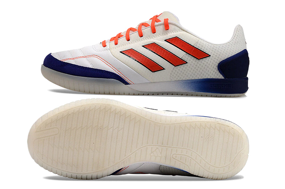 Chuteira Adidas Top Sala Futsal - Branco/Azul/Laranja
