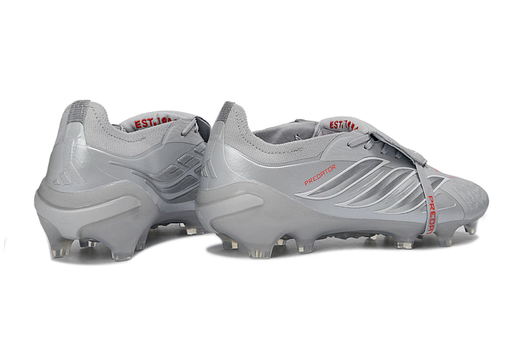 Chuteira Adidas Predator Tongue 26 Elite FG - Cinza/Prata