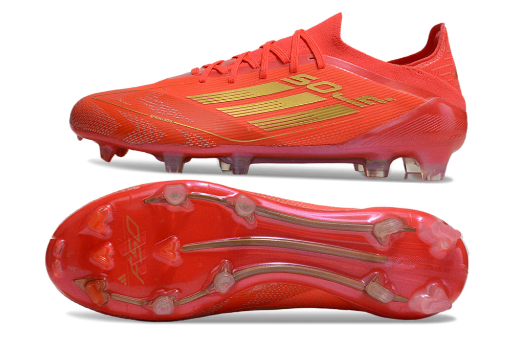 Chuteira Adidas F50 X Campo - Vermelho/Dourado
