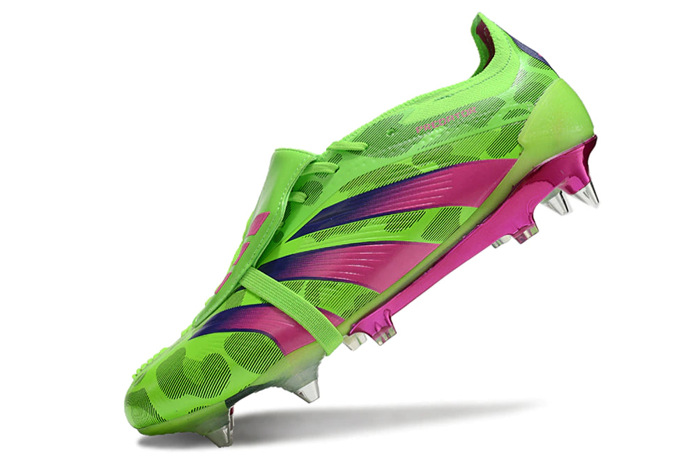 Chuteira Adidas Predator Elite Tongue SG - Verde/Rosa