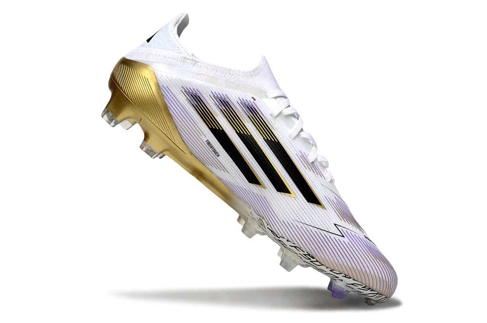 Chuteira Adidas F50 X Campo - Branco/Dourado