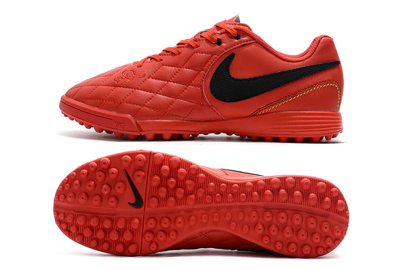 Chuteira Nike Tiempo 7 10R Academy Society TF - Vermelho/Preto