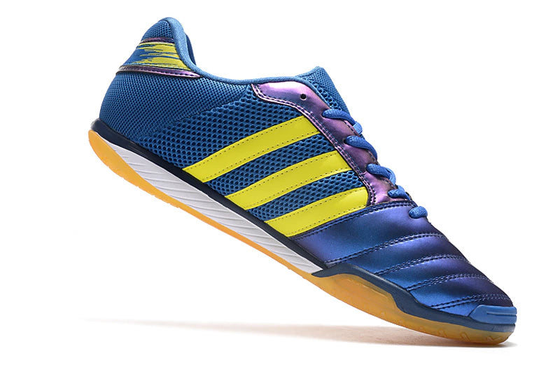 Chuteira Adidas Top Sala Futsal - Azul escuro/Amarelo/Marrom